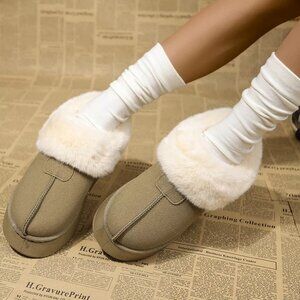 Fuzzy Platform Ankle Boots